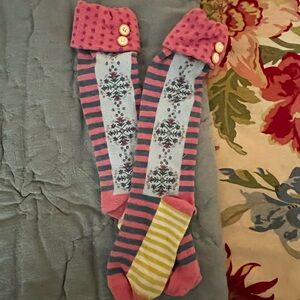 Pink and Gray Striped Men's Socks